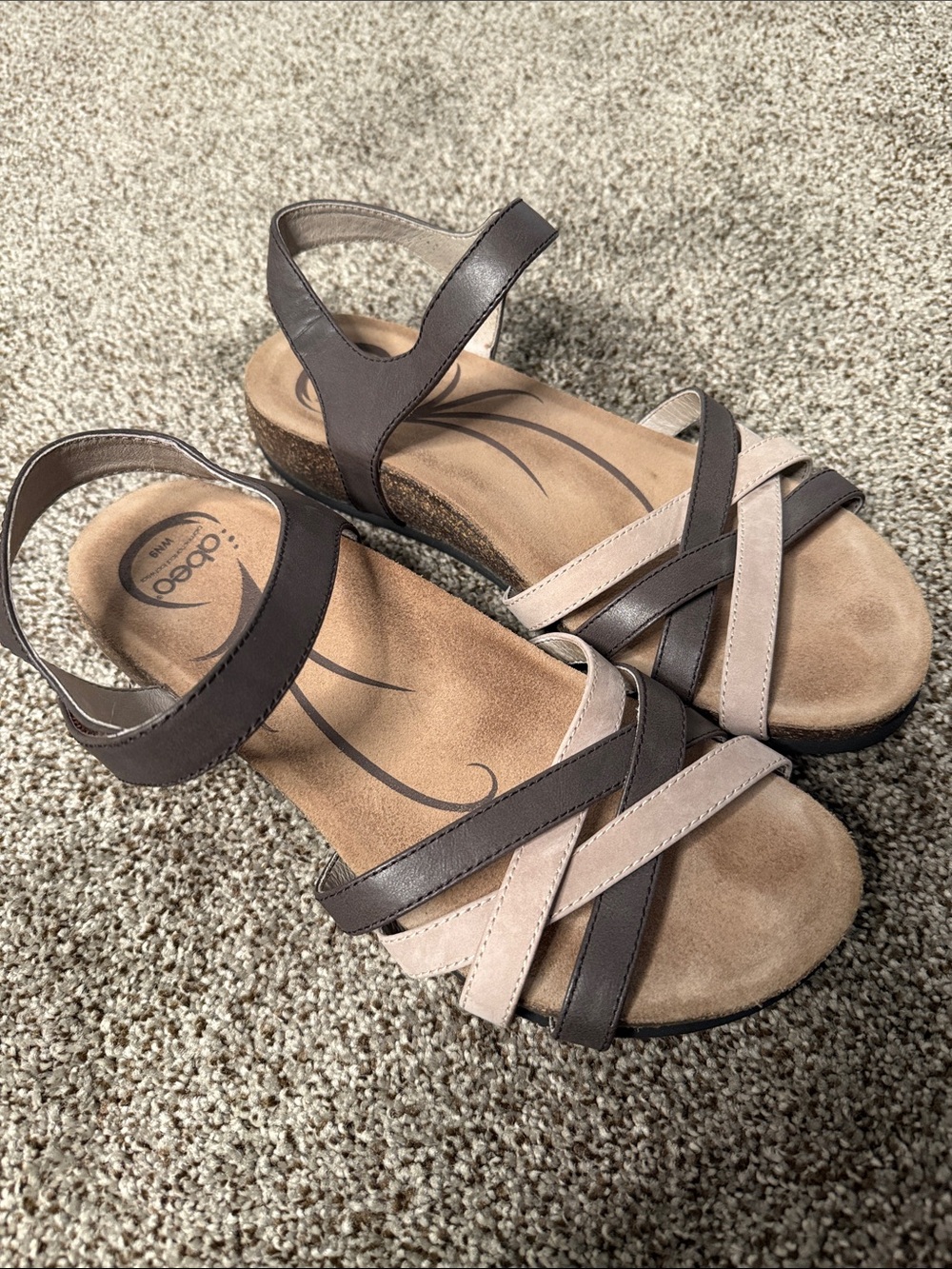 Abeo Bridgette Brown & Taupe Strappy Comfort Sandal